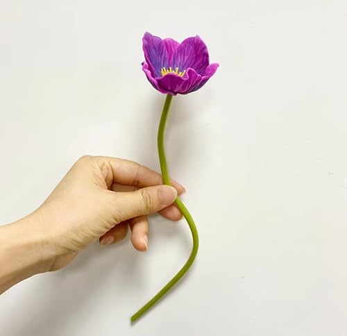 10 pcs Deep Purple Artificial Flowers Poppy Flowers,11" Faux Flower Stems - Image 4