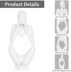 Sandstone Resin Thinker Statue Style Abstract Sculpture, White, Focus - Image 4
