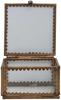 Creative Co-Op Brass and Glass Display Box with Scalloped Edges and Antique Finish, Brass Color - Image 6