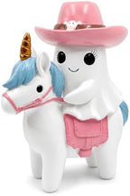 Halloween Ghost Unicorn Figurine, Resin Ghost Riding Unicorn Statue with Pink Hat, Cute Spooky Tabletop Decor for Shelf, Mantel, Tiered Tray, Desk, Home Decorations Pastel Gift (Pink Ghost Rider) by GoGnome