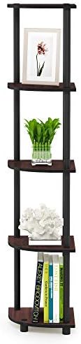 Furinno TURN-N-TUBE Corner Shelf, 5-Tier Corner Bookshelf, Open Storage Shelves, for Organization and Storage, Living Room, Home Office, Garage, Bedroom, Dark Cherry - Image 6