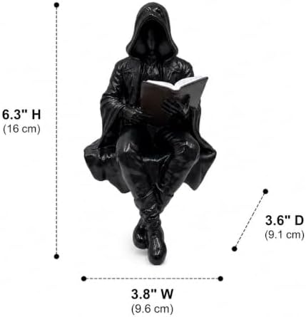Gothic Hooded Reader Figurine, Bookshelf Sitter, Halloween Decor - Image 4