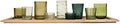 Creative Co-Op 9‑Piece Round Glass Votive Holders on Solid Paulownia Wood Tray, Green by Unknown