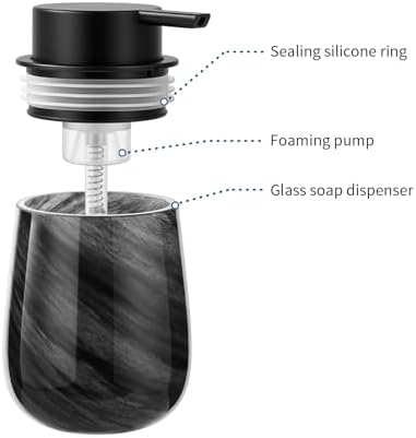 Modern Glass Marble Foam Hand Soap Dispenser,Black Soap Dispenser - Image 4