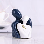 Mini Couple Ceramic Small Statue, Romantic Couple Figurine for Home Decor, Tv Stand, Living Room Nick nacks, Dresser for Bedroom, Shelves, Valentine, Items for Wedding Decor (Blue White and Gold) - Image 6