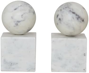 Creative Co-Op 2-Piece Marble Geometric Bookends, White - Image 6