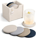 Fluxynara Felt Coasters with Holder, Set of 8 for Drinks, Nordic Slate by FLUXYNARA