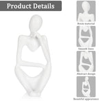 Sandstone Resin Thinker Statue Style Abstract Sculpture, White, Right - Image 4