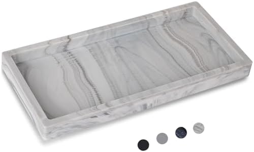 Silicone Bathroom Vanity Tray Dish Soap Holder Sink Organizer, Marble Grey by Heagoale
