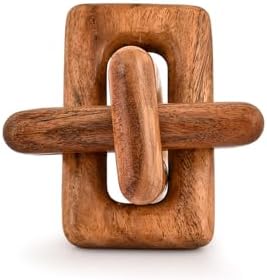 Statue 3 Link Wood Chain Link for Home Decor,Brown Wood Knot Coffee Table Decor, Country Chain Knot Decor,Mom Gifts (5" X 5" X 5") - Image 2