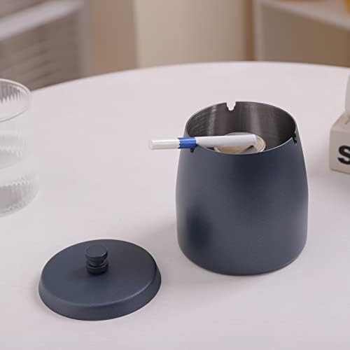 Large Ashtray with Lid for Cigarette, Stainless Steel Smokeless Odorless Windproof Ash tray for Home Office Tabletop Outside Patio Outdoor Balcony(3.93''x3.2''x3.82'') - Image 5