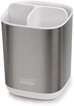 Joseph Joseph EasyStore Stainless-Steel Toothbrush Holder Bathroom Storage Countertop Organizer Caddy, Small - Image 2