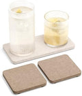 Fluxynara Felt Coasters for Drinks, Mixed Sizes, Oatmeal & Taupe by FLUXYNARA