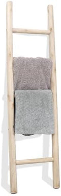 FUIN Blanket Ladder, 57in Rustic Solid Wood Decorative Ladder, Natural by FUIN