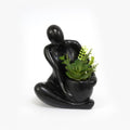 SENEA KAY Modern Abstract Statue with Removable Faux Succulents Plants – Figurine Home Decor Accents, Coffee Table Shelf Styling. Collectible Art Luxury Gift Items Woman Thinker Sculpture (Black) by Unknown