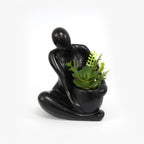 SENEA KAY Modern Abstract Statue with Removable Faux Succulents Plants – Figurine Home Decor Accents, Coffee Table Shelf Styling. Collectible Art Luxury Gift Items Woman Thinker Sculpture (Black) by Unknown
