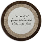 CFFJLHN Christian Bible Verse Wall Art Decor, Praise God from Whom All Blessings Flow Religious Scripture Round Hanging Wall Decor for Home Bedroom Living Room Church Office, 10x10 Inch by Unknown