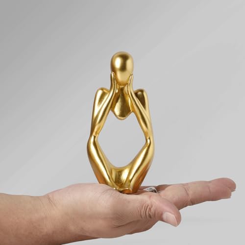 BrownLove 3pcs Golden Decor Thinker Statue Abstract Art Sculpture，Resin Collectible Figurines for Home Living Room Office Shelf Decoration - Image 3