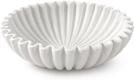 LIN CHUAN Ruffle Decorative Bowl, Large Fruit Bowl, White by LINCHUAN