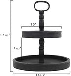Creative Co-Op Distressed Blackwashed Wood 2-Tier Tray with Metal Handle - Image 2