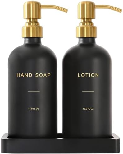 Prus Waso Soap Dispenser Bathroom Set, Gold & Black by PrusWaso