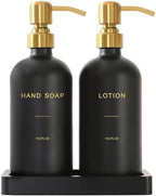 Prus Waso Soap Dispenser Bathroom Set, Gold & Black by PrusWaso