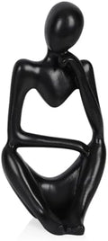 Sandstone Resin Thinker Statue Style Abstract Sculpture, Black, Right by Ozzptuu