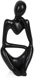 Sandstone Resin Thinker Statue Style Abstract Sculpture, Black, Right by Ozzptuu