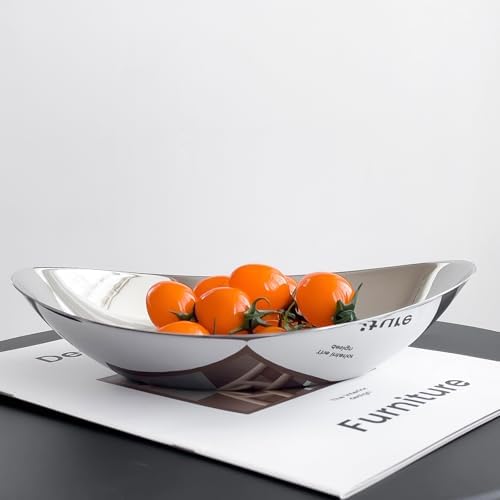 Modern Mirror Polished Stainless Steel Decorative Oval Bowl, Multipurpose Bowl for Kitchen Counter, Coffee Table Centerpiece, Elegant Home Decor Accent for Living Room, Entryway - Image 3