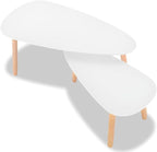 Coffee Table Set of 2, Scandinavian Oval Wood Nesting Tables - Image 5