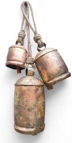 Set of 3 Metal Christmas Bells for Decoration Rustic Brass Gold Large Bell Cow Hanging - Image 4