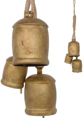 Rowfad Christmas Bells for Decoration, Hanging Gold Cow Bells with Rope by RowfadFlora