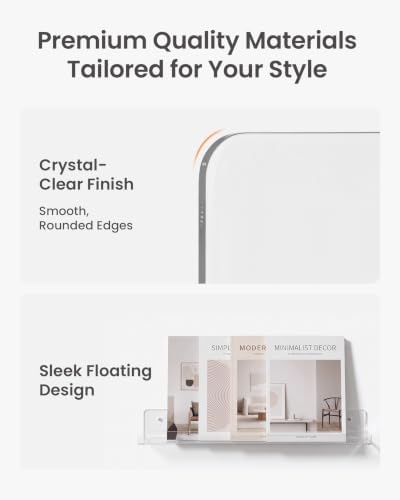 upsimples 4 Pcs 15" Acrylic Shelves for Wall Storage and Organizer, Clear - Image 5