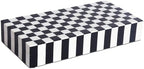 Handicrafts Home Large Decorative Storage Box with Lid, Black and White Coffee Table Storage Box, Remote Control Holder, Keepsake Storage Box for Living Room & Shelf Decor, Puzzle Check 12x6x2 by HandicraftsHome