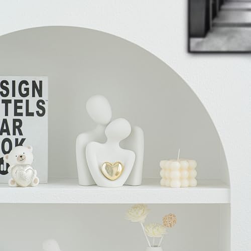 Ceramic Couple Statue - Modern Shelf Decor Knick Knacks for Shelves, Valentine's Day Wedding Gifts, Home Decor for Living Room, Bedroom, Bookshelf & TV Stand (L) - Image 3