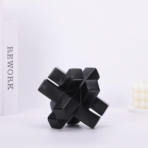 Black Knot Decor Knick Knacks for Shelves, Black Geometric Sculpture Statue Modern Decorative Objects Shelf, Black Home Décor Accents, Minimalist Bookcase Tv Stand Coffee Table Entrance Decor Objects - Image 5