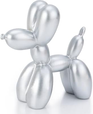 4 Inch Matte Silver Balloon Dog Sculpture by AMOIENSIS
