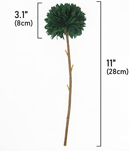 Tinsow 12PCS Artificial Ball Chrysanthemum Faux Flowers Bouquet Green - Image 2