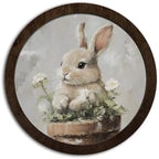 CFFJLHN Vintage Easter Carrot Bunny Wall Art Decor, Rustic Farmhouse Cottagecore Floral Easter Rabbit Bunny Round Hanging Wall Decor for Home Bedroom Living Room Kitchen, 10x10 Inch by Unknown