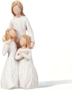 Mom Embrace Two Girls Figurine, Mother and Daughters Love Resin Statue, Family Sculpture Decor, Sentimental Tabletop Figurine by Unknown