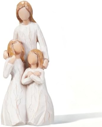 Mom Embrace Two Girls Figurine, Mother and Daughters Love Resin Statue, Family Sculpture Decor, Sentimental Tabletop Figurine by Unknown