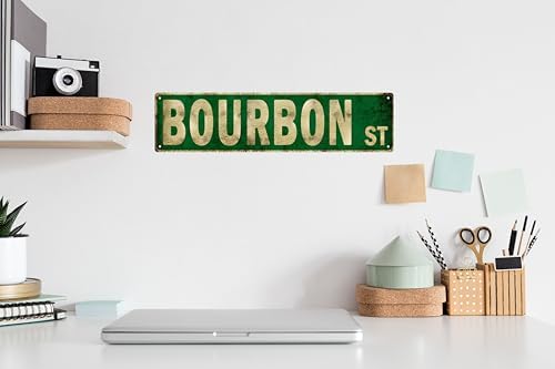 Bar Art Wall Decor Bourbon Decor Bourbon Street Sign Vintage Bourbon St Street Sign Rustic Metal Tin Sign Home Outdoor Art Wall Decor 4x16 Inch - Image 4