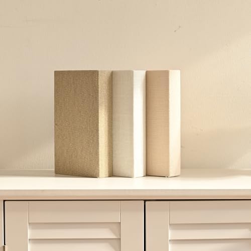 DECOR4SEASON Modern Linen and Wood Decorative Faux Book Boxes Set of 3,12" - Image 6