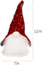 Juegoal 12" Lighted Christmas Gnome, Handmade Sequins Hat Scandinavian Swedish Tomte, Light Up Elf Holiday Present, Battery Operated Winter Tabletop Christmas Decorations, 2 Set - Image 4