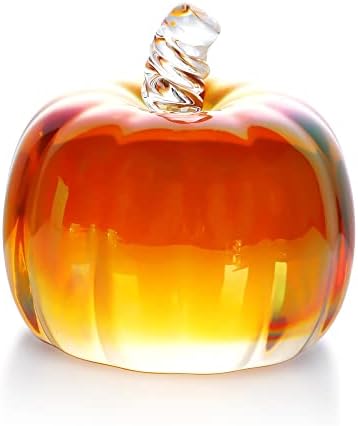 2.8'' Brown Striped Glass Pumpkins For Decorating Fall Harvest Halloween by HDCRYSTALGIFTS