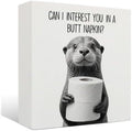 Funny Otter Bathroom Decor - Funny Bathroom Decor, Rustic Otter Wooden Box Signs, 6 X 6 Inches by Unknown