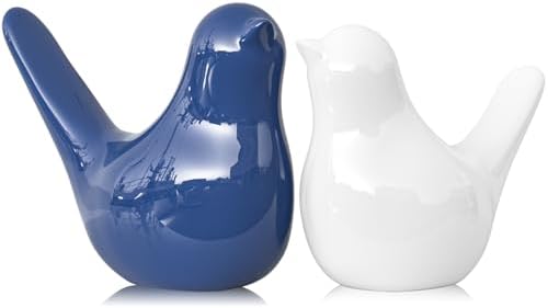 Small Ceramic Bird Statue and Sculpture for Home Decor Accents,Modern Animal Ornaments for Living Room,Bedroom,Coffee Table Centerpiece,Bookshelf,Cabinets,Cute Knick Knacks for Shelves (Blue White) by XMGZQ