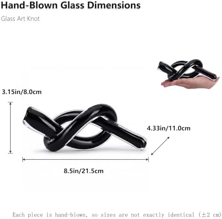 LCCCK Black Abstract Glass Knot Sculpture, Hand Blown Glass Decor for Coffee Table TV Cabinet, Shelf or Mantel Accent, Modern Knot Art for Coastal Living Room Tabletop Knick Knacks - Image 6