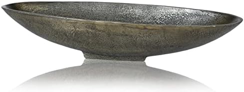 Red Co. 16” Long Oval Decorative Aluminum Metal Pedestal Centerpiece Bowl in Silver Finish - Image 2