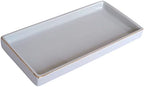 10 x 5 Ceramic Bathroom Tray for Countertop, Decorative Vanity Tray for Dresser Tops, Small Rectangular Trays for Perfume, Candle, Jewelry, Cosmetics (Gray) by HANKOR